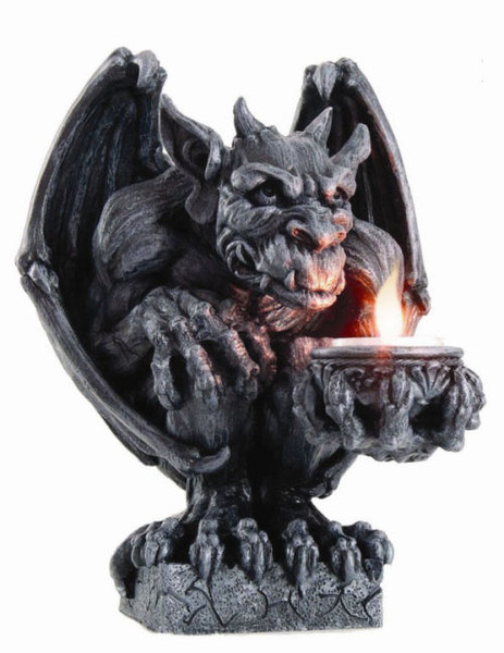 Gargoyle Candle Holder Sculpture Figurine Gothic Guardians Horned